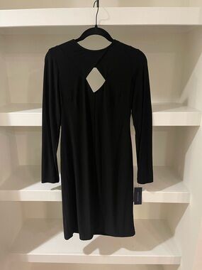 Tommy Hilfiger Shift Jersey Long Sleeve V-Neck Midi Dress with Front Cutout sz 6